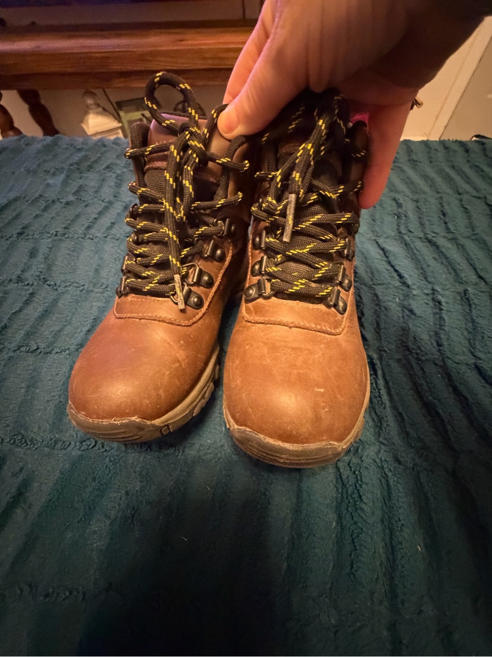Magellan Outdoors Kids Brown Hiking Boots with Black/Yellow Laces